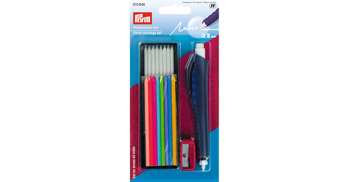 Prym Chalk Pencils + Brush White/Blue