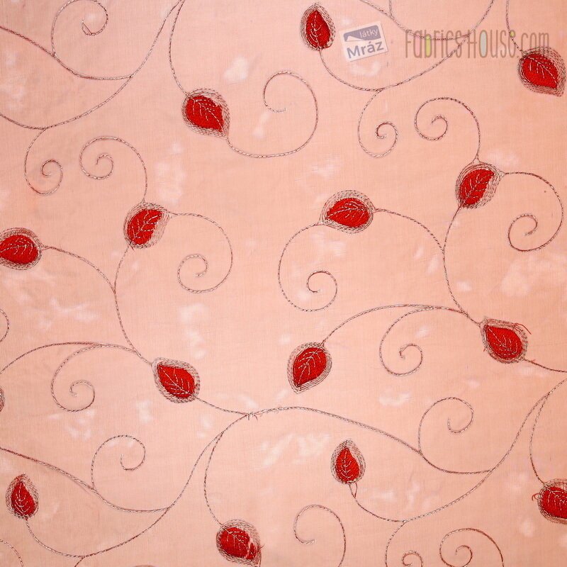 Organza with embroidered leaves