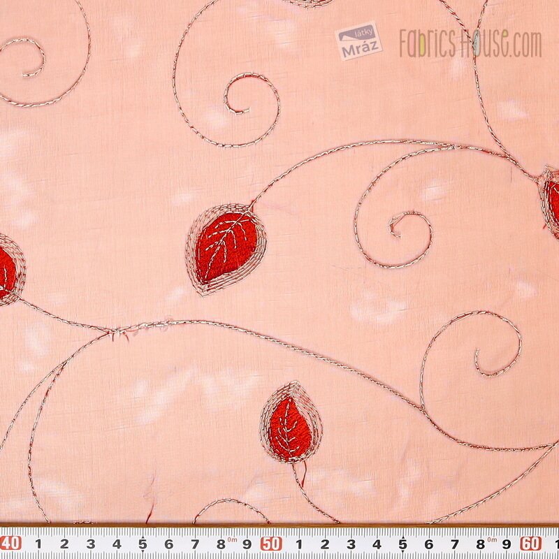 Organza with embroidered leaves