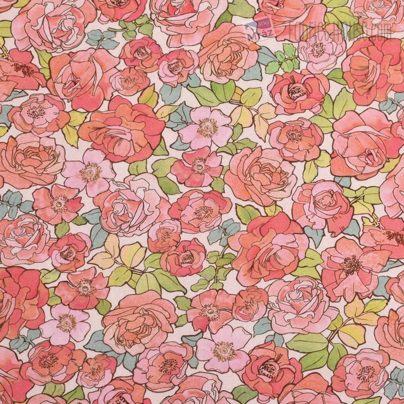 Cotton Alphonse Mucha with flowers |