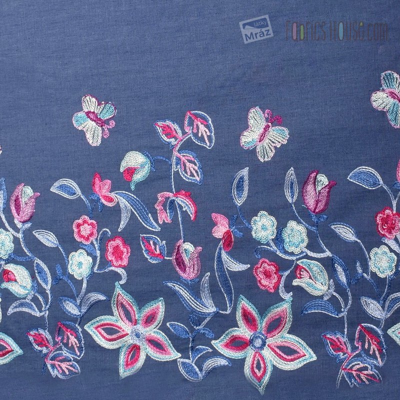 Embroidered denim best sale fabric