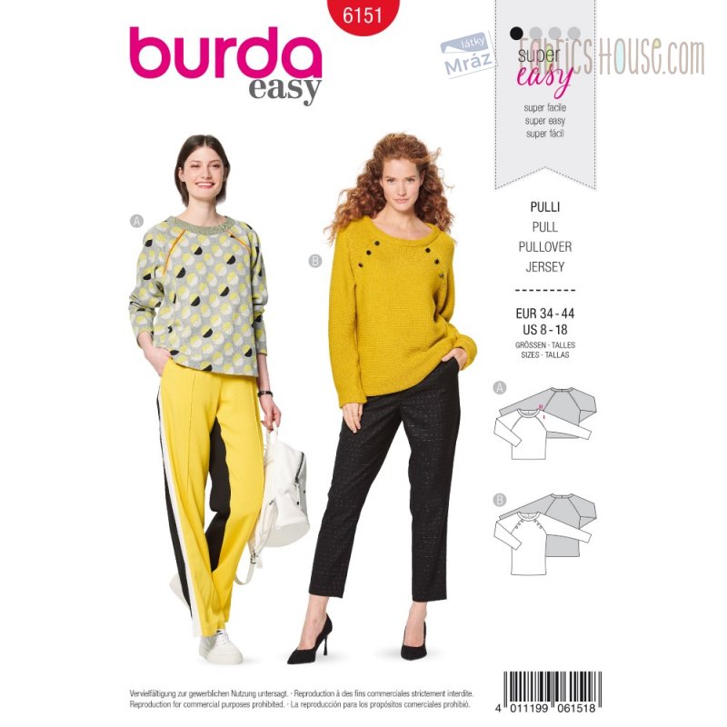 Burda fashion sewing pattern 6151 |